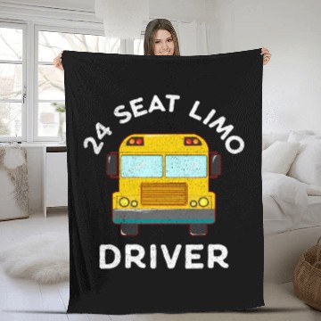 Discover Funny School Bus Driver 24 Seats Limo Fleece Blankets