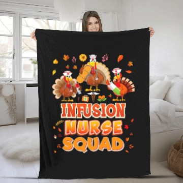 Discover infusion nurses squad turkey thanksgiving grateful fall leaf Fleece Blankets