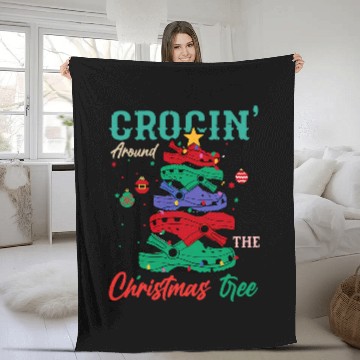 Discover Around The Christmas Tree Funny nurses Slippers Tree Fleece Blankets Fleece Blankets