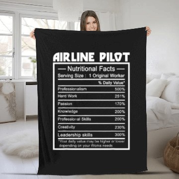 Discover Funny Job Title Worker Nutrition Facts Airline Pilot Fleece Blankets