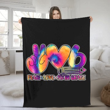 Discover Peace Love Sixth Grade Teacher Student School 6th Grader Baseball Tees Fleece Blankets