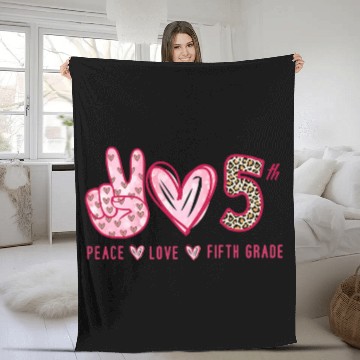 Discover Peace Love 5th Grade Squad Leopard Student Back To School Fleece Blankets