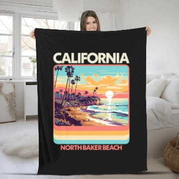 Discover North Baker Beach 80s californias Beach Fleece Blankets