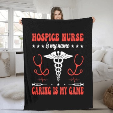 Discover Hospice nurses is my name caring is my game 2 Fleece Blankets