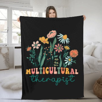 Discover Groovy Wildflower Multicultural Therapist Tees Fleece Blankets