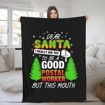 Discover Dear Santa I Really Did Try To Be A Good Postal Worker Baseball Tees Fleece Blankets