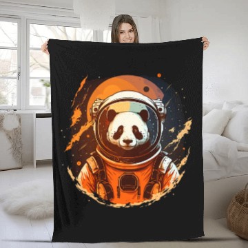 Discover Outer Space Panda on Galaxy Astronaut Panda 22 Zip Fleece Blankets