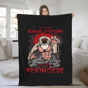 Discover this is my human costume im really a pekingese Fleece Blankets