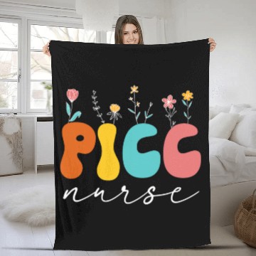 Discover Retro Wildflowers PICC nurses Vascular Access nurses RN Fleece Blankets