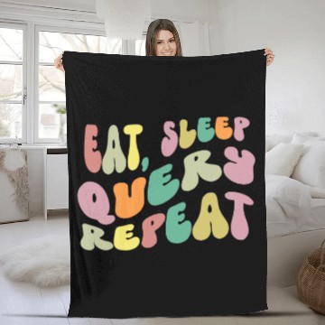 Discover Eat Sleep Query Repeat Computer Coding Database Retro Baseball Tees Fleece Blankets