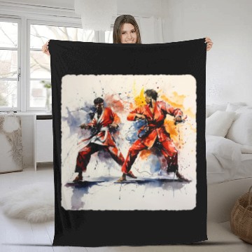 Discover Abstract Karate Movements Abstract Martial Arts Motion Art 1 Fleece Blankets