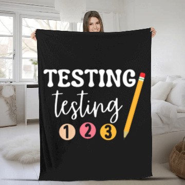 Discover Testing Testing 123 Cute Math Teacher Student Test Day Fleece Blankets