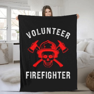 Discover Volunteer Firefighter Fireman Skull Firefighting Fleece Blankets