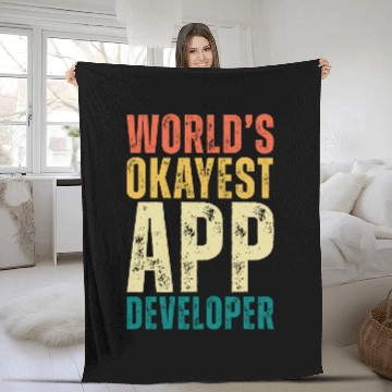 Discover Retro Worlds Okayest App Developer Funny Programmer Baseball Tees Fleece Blankets