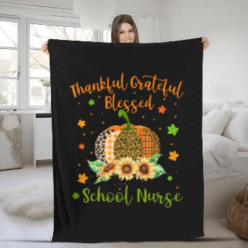 Discover Thankful School nurses Pumpkin Sunflower Thanksgiving Baseball Tees Fleece Blankets
