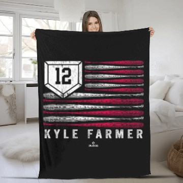 Discover vintages US Flag Baseball Stripes Kyle Farmer Minnesota MLBPA Fleece Blankets