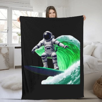 Discover Wave Surfer Astronaut Zip Fleece Blankets