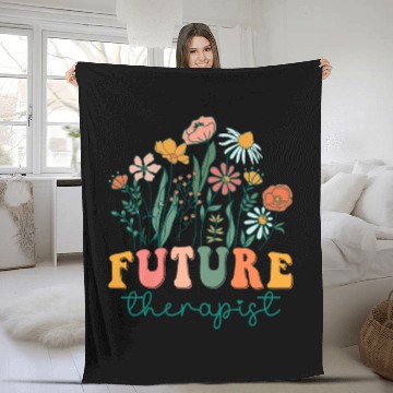 Discover Groovy Wildflower Future Therapist Tees Fleece Blankets