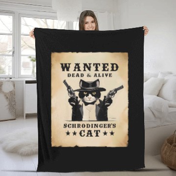 Discover Funny Scientist Schrodingers Cat Quantum Physics Lover 1 Fleece Blankets