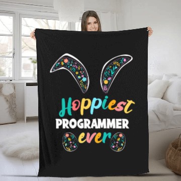 Discover Hoppiest Programmer Ever Funny Programmer Easter Matching Baseball Tees Fleece Blankets