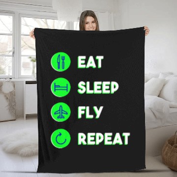 Discover Eat Sleep Fly Repeat Love to Fly Pilot or Flight Attendant Fleece Blankets