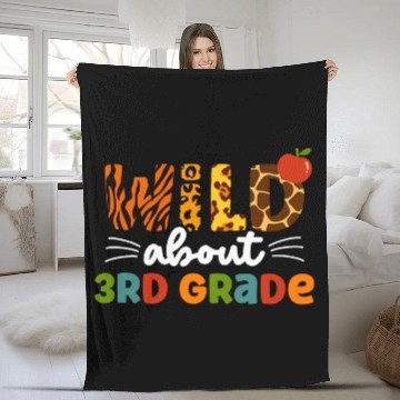 Discover Cute Wild About 3rd Grade Leopard Teacher Third Grade Baseball Tees Fleece Blankets