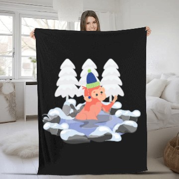 Discover Monkey Ice Bathing Winter Refreshing Bath Baseball Tees Fleece Blankets