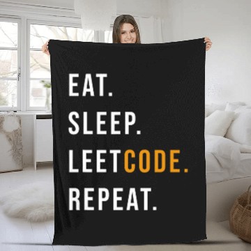 Discover Eat Sleep Leetcode repeat Funny programmer Fleece Blankets