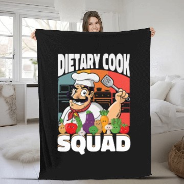 Discover Dietary Cook Food Service Worker Cafeteria Dietary Squad Fleece Blankets