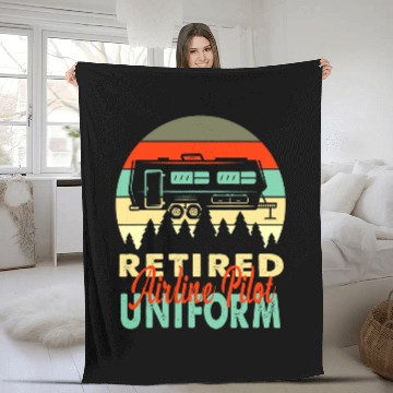 Discover Retired Airline Pilot Uniform Rv Camping Retirement Fleece Blankets