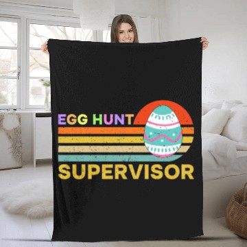 Discover Egg Hunt Supervisor Easter Day Egg Hunting Party Fleece Blankets