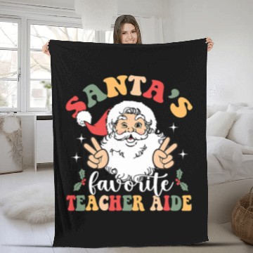 Discover Retro Groovy Santas Favorite Teacher Aide Christmas Fleece Blankets