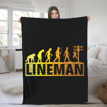 Discover Retro Lineman Evolution 2Electrical Cable Lineman Fleece Blankets