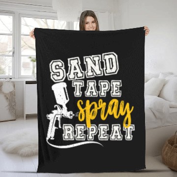 Discover Auto Body Painter Sand Tape Spray Repeat Automotive Paint Fleece Blankets