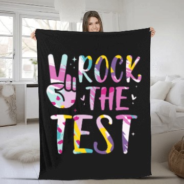Discover Rock The Test Testing Day Retro Motivational Teacher Student 55 Fleece Blankets