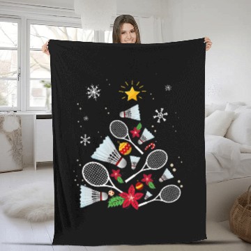 Discover Badminton Christmas Tree Fleece Blankets