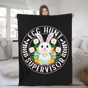Discover Egg Hunt Supervisor Matching Easter Rabbit Ears Egg Hunter Baseball Tees Fleece Blankets