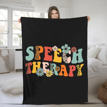 Discover Retro Groovy Speech Therapy Leopard SLP Speech Therapist Baseball Tees Fleece Blankets