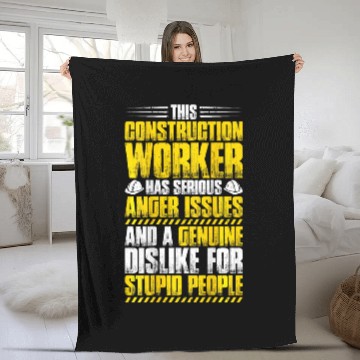 Discover Construction Site Anger Issues Construction Worker Fleece Blankets