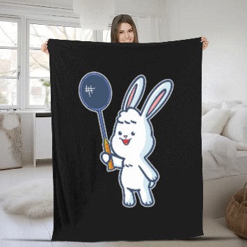 Discover Badminton and shuttlecock player rabbit Baseball Tees Fleece Blankets