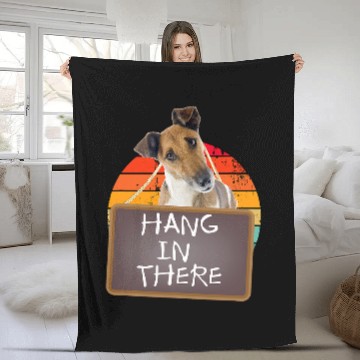 Discover Hang In There Fox Terrier Smooth Zip Fleece Blankets