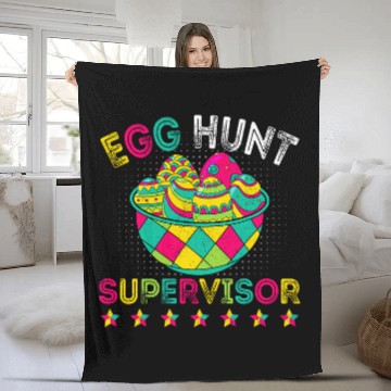 Discover Egg Hunt Supervisor Easter Egg Hunting Party Funny Mom Dad 2 Fleece Blankets