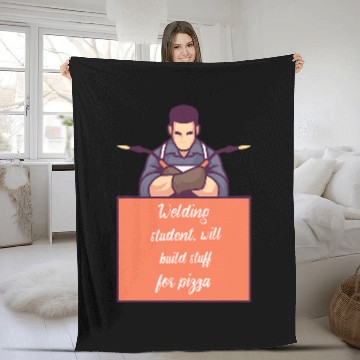 Discover Mens Welding student will build stuff for pizza Baseball Tees Fleece Blankets