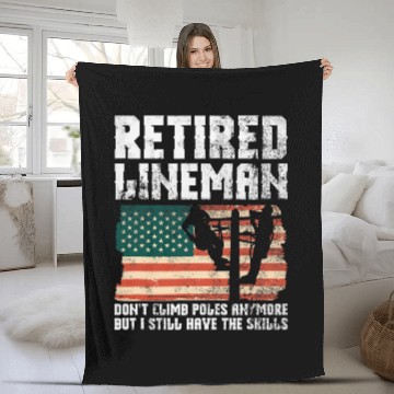 Discover Retired Lineman Design For Patriotic Lineworker Baseball Tees Fleece Blankets