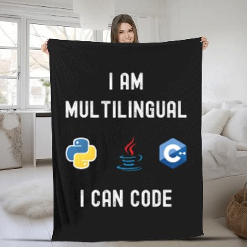 Discover Funny Nerdy I am Multilingual I Code Computer Programmer Zip Fleece Blankets