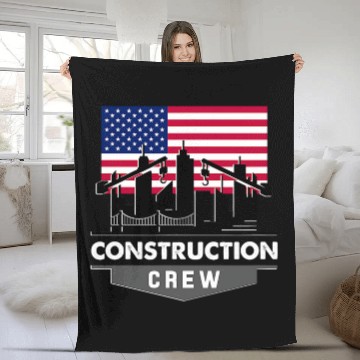 Discover Construction Crew Highway Worker Road Safety Jobsite 9 Fleece Blankets