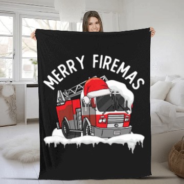 Discover xmass Fires Station Fireman Merry Christmas Firefighter Fleece Blankets