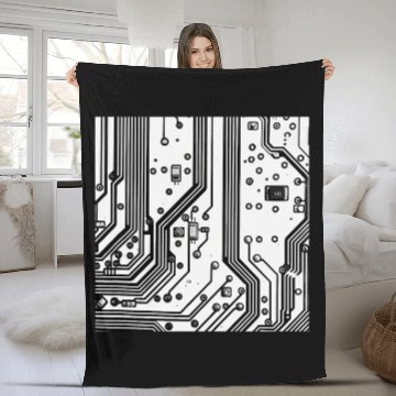 Discover Black Circuit Board Mother Board Computer Programmer Fleece Blankets