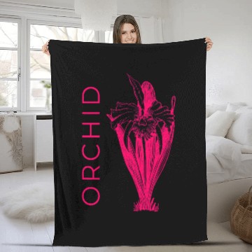 Discover Orchid Flower Graphic Florist Fleece Blankets