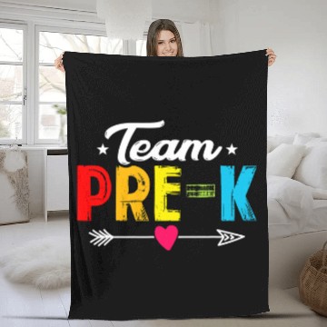 Discover Funny Team PreK Teacher Student Hello First Day Fleece Blankets